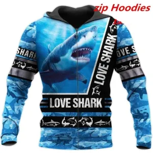 Scuba diving Hoodie Summer Men | Sharks Love Blue