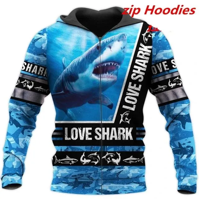 Scuba diving Hoodie Summer Men | Sharks Love Blue