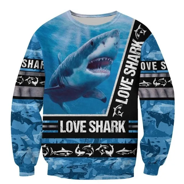 Scuba diving Hoodie Summer Men | Sharks Love Blue