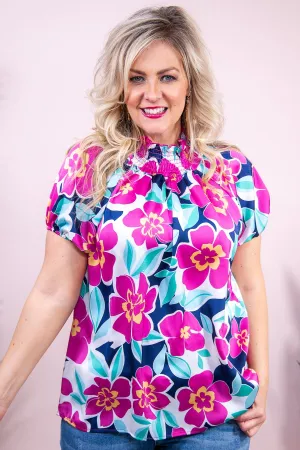 Seeing Love Blossom Fuchsia/Multi Color Floral Top - T8920FU