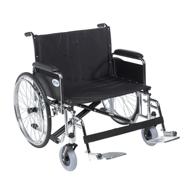 Sentra EC Heavy Duty Extra Wide Wheelchair, Detachable Full Arms, Swing away Footrests, 26" Seat - 1 Each