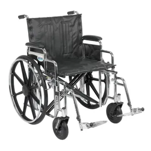 Sentra Extra Heavy Duty Wheelchair, Detachable Desk Arms, Swing away Footrests, 22" Seat - 1 Each