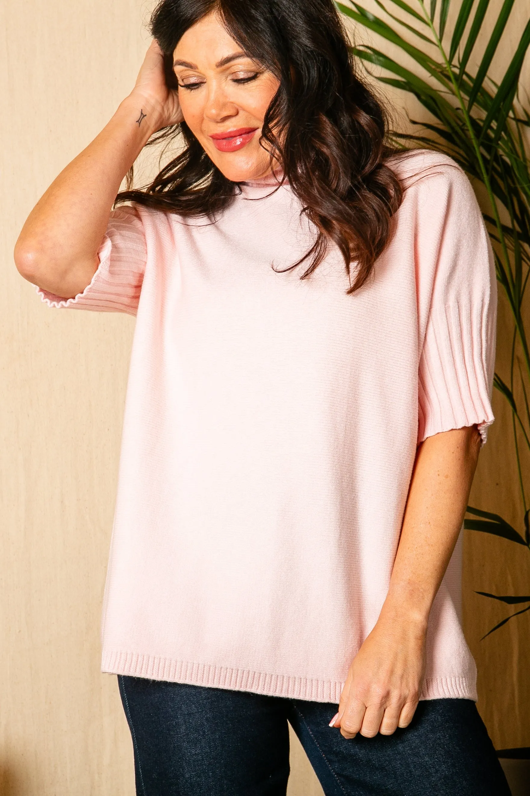 Short Sleeve Ribbed Jumper