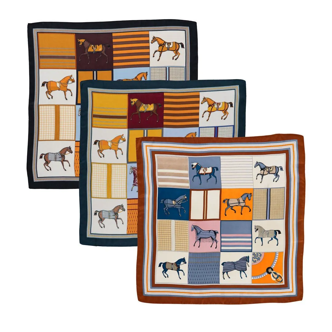 Signature - Stylized Equestrian Pattern in Black Scarf