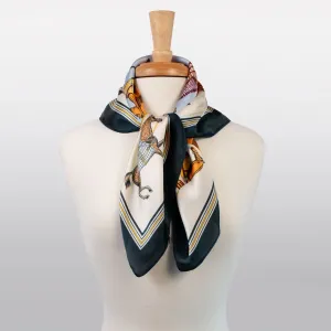 Signature - Stylized Equestrian Pattern in Deep Blue Scarf