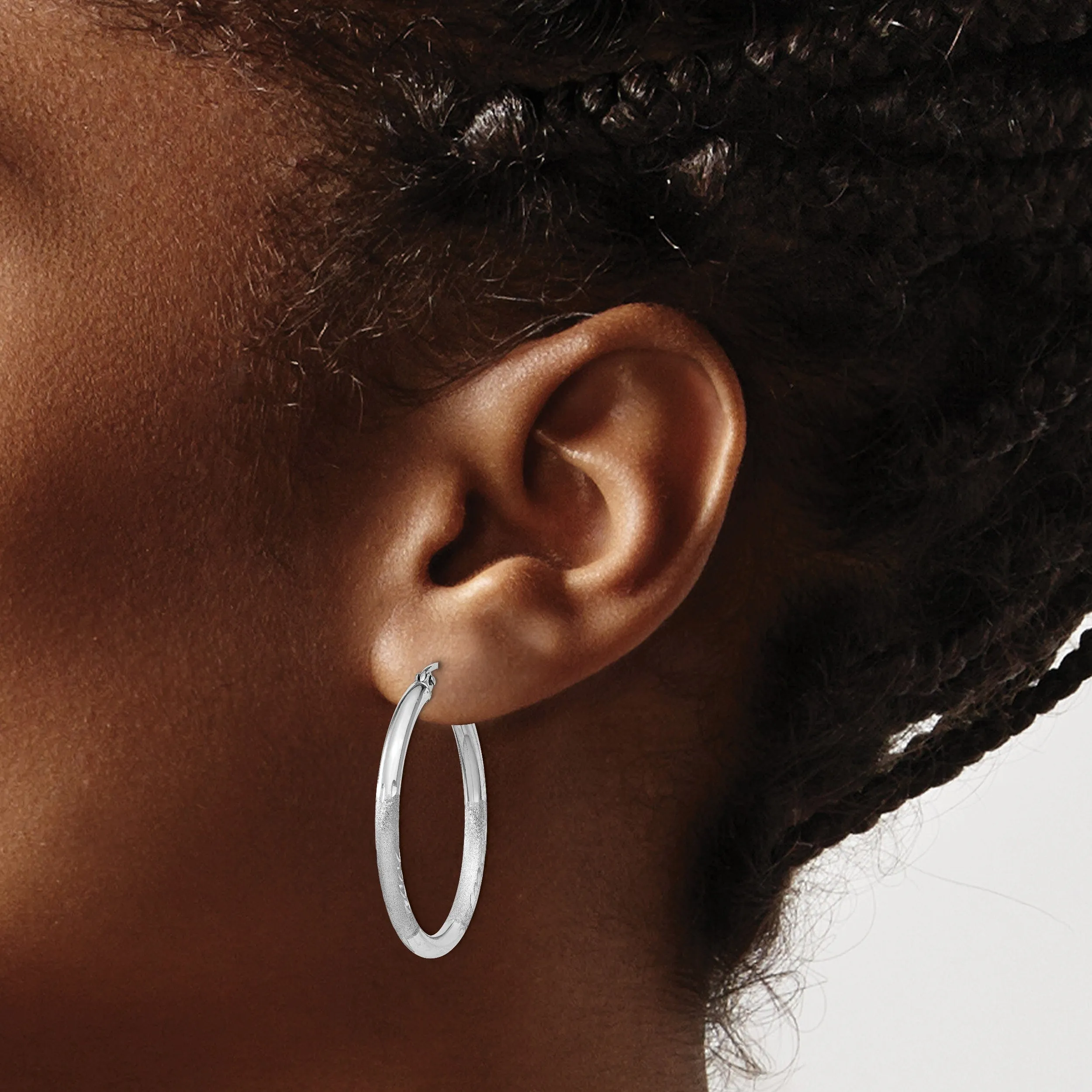 Silver D.C Round Hoop Hinged Earrings