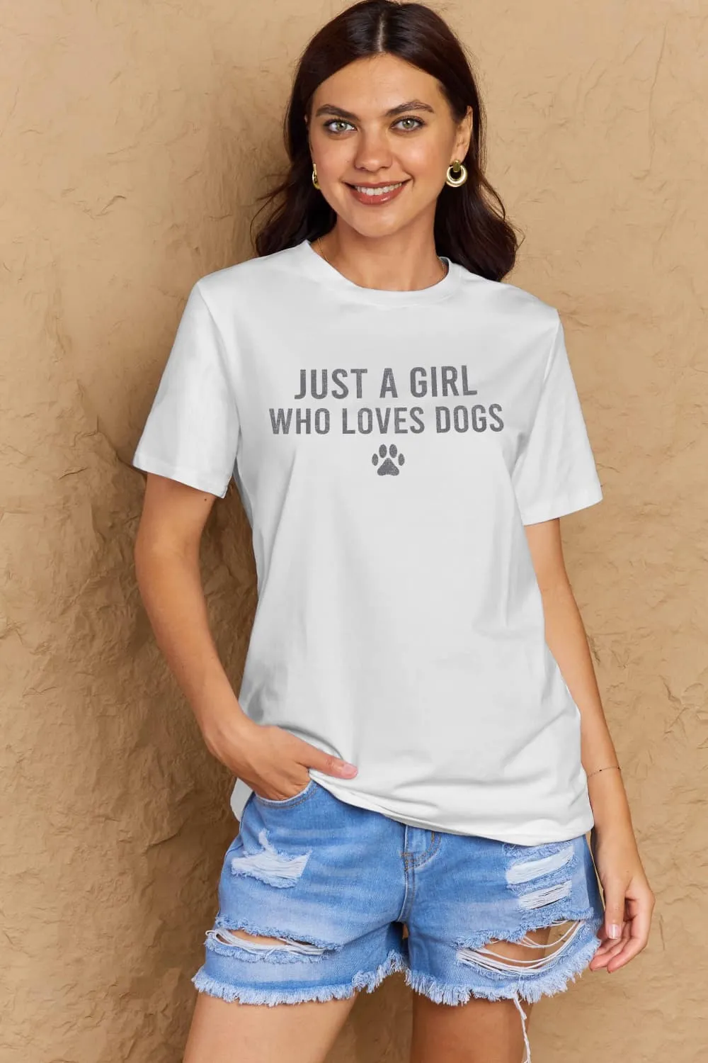Simply Love Brand-Just a Girl Who Loves Dogs Cotton Tee (5 Colors)