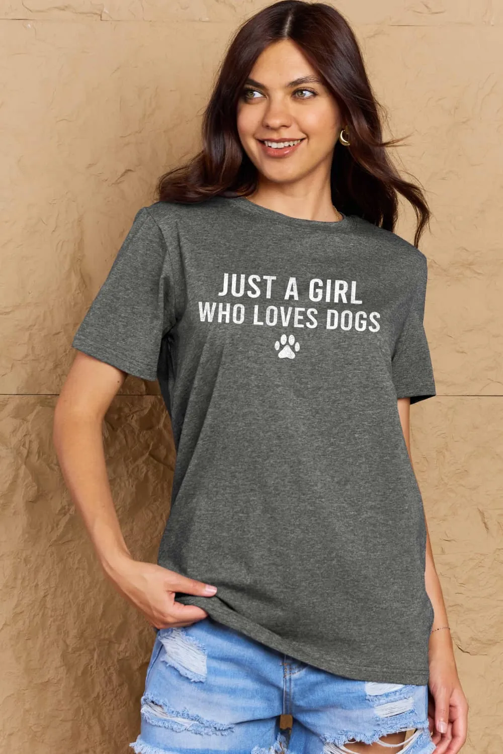 Simply Love Brand-Just a Girl Who Loves Dogs Cotton Tee (5 Colors)