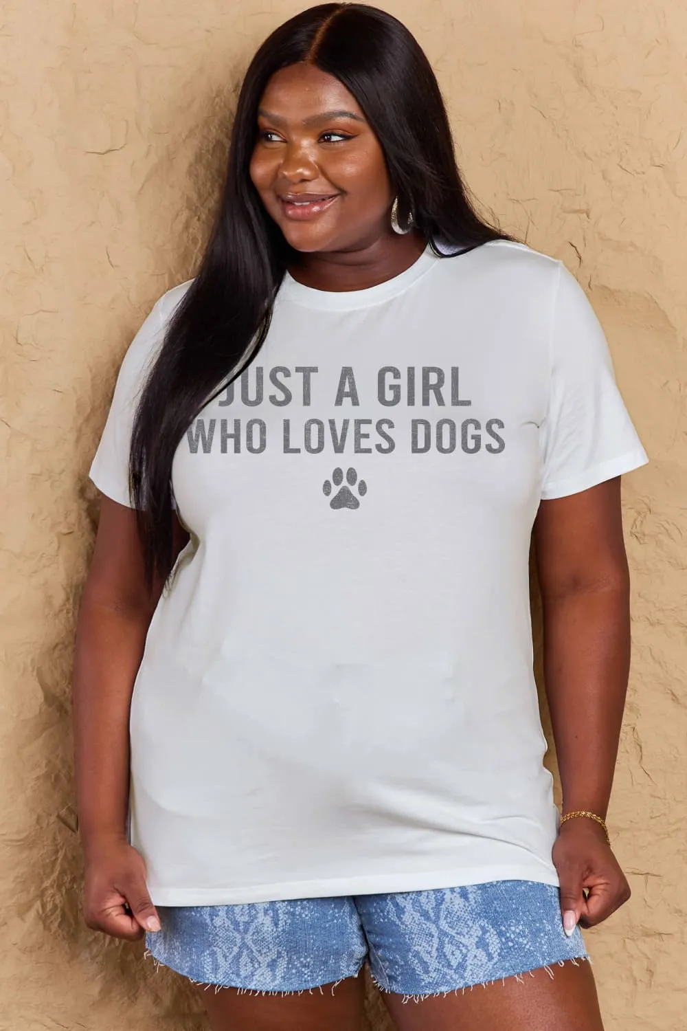 Simply Love Brand-Just a Girl Who Loves Dogs Cotton Tee (5 Colors)