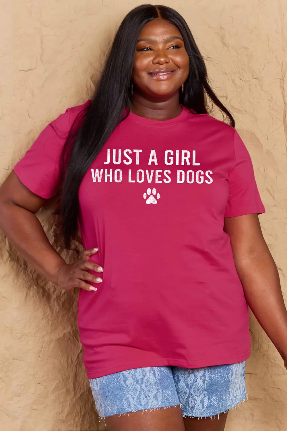 Simply Love Brand-Just a Girl Who Loves Dogs Cotton Tee (5 Colors)