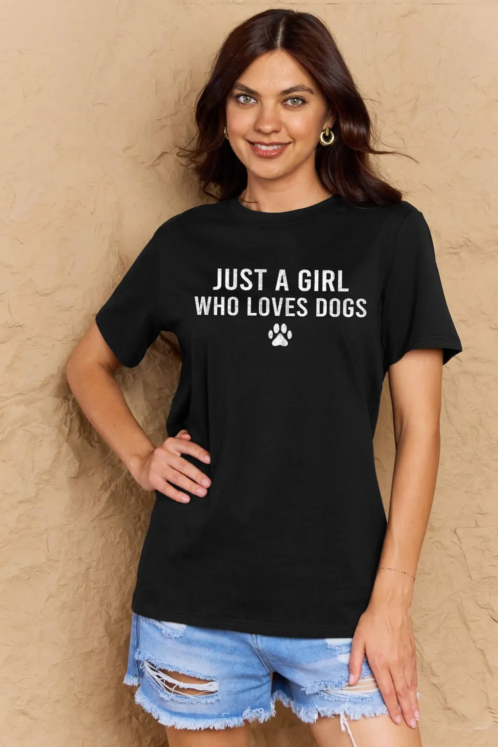 Simply Love Brand-Just a Girl Who Loves Dogs Cotton Tee (5 Colors)