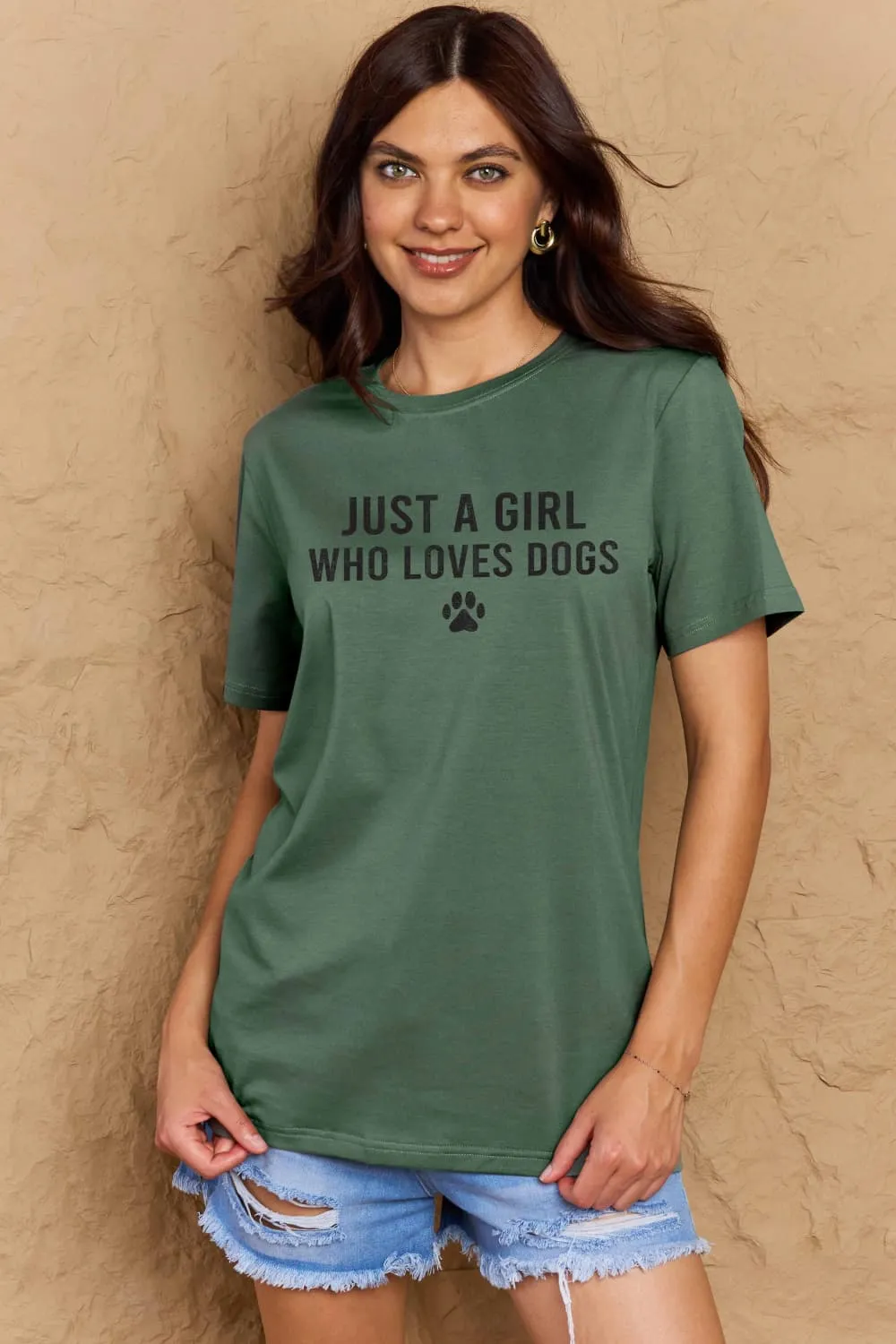 Simply Love Brand-Just a Girl Who Loves Dogs Cotton Tee (5 Colors)