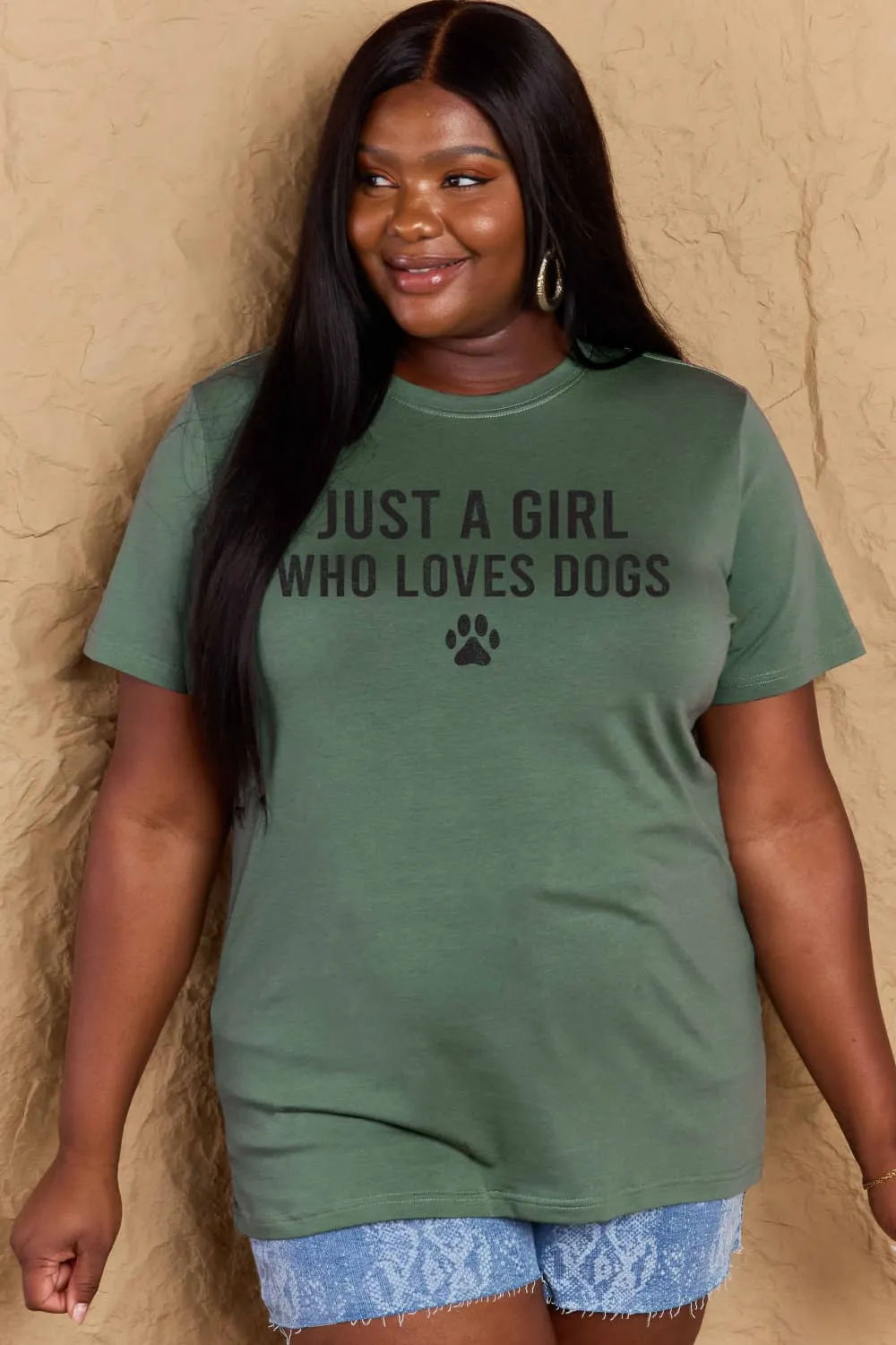 Simply Love Brand-Just a Girl Who Loves Dogs Cotton Tee (5 Colors)