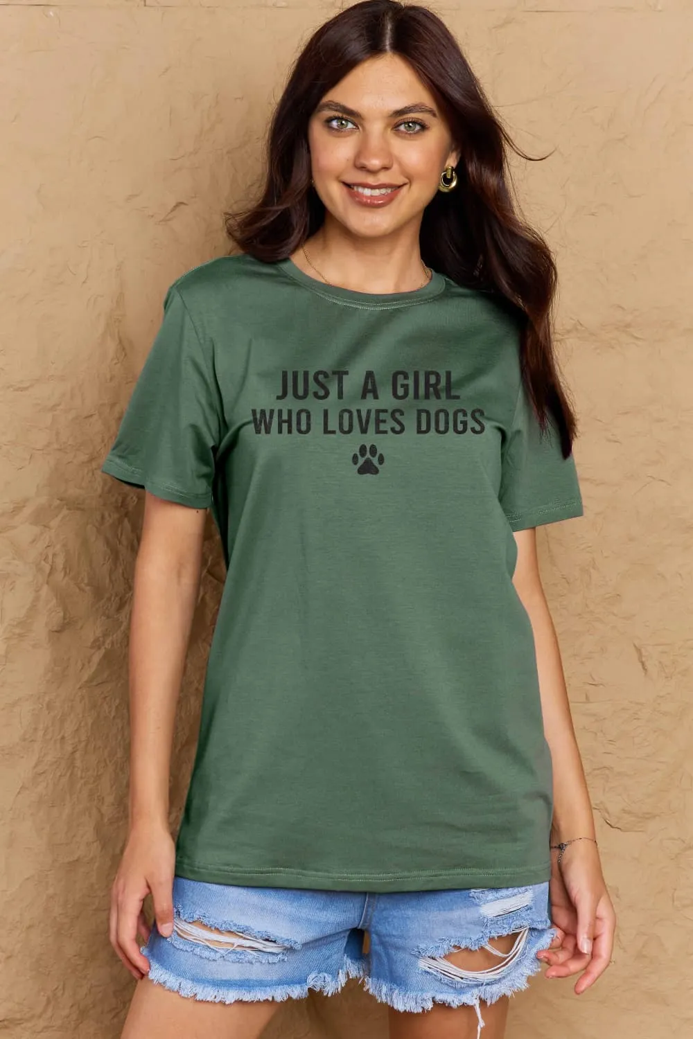 Simply Love Brand-Just a Girl Who Loves Dogs Cotton Tee (5 Colors)