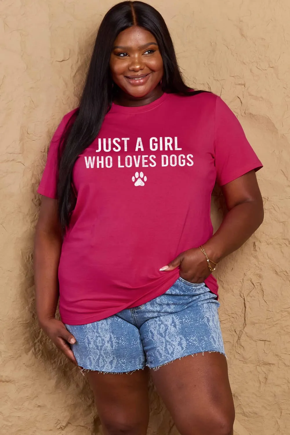 Simply Love Brand-Just a Girl Who Loves Dogs Cotton Tee (5 Colors)