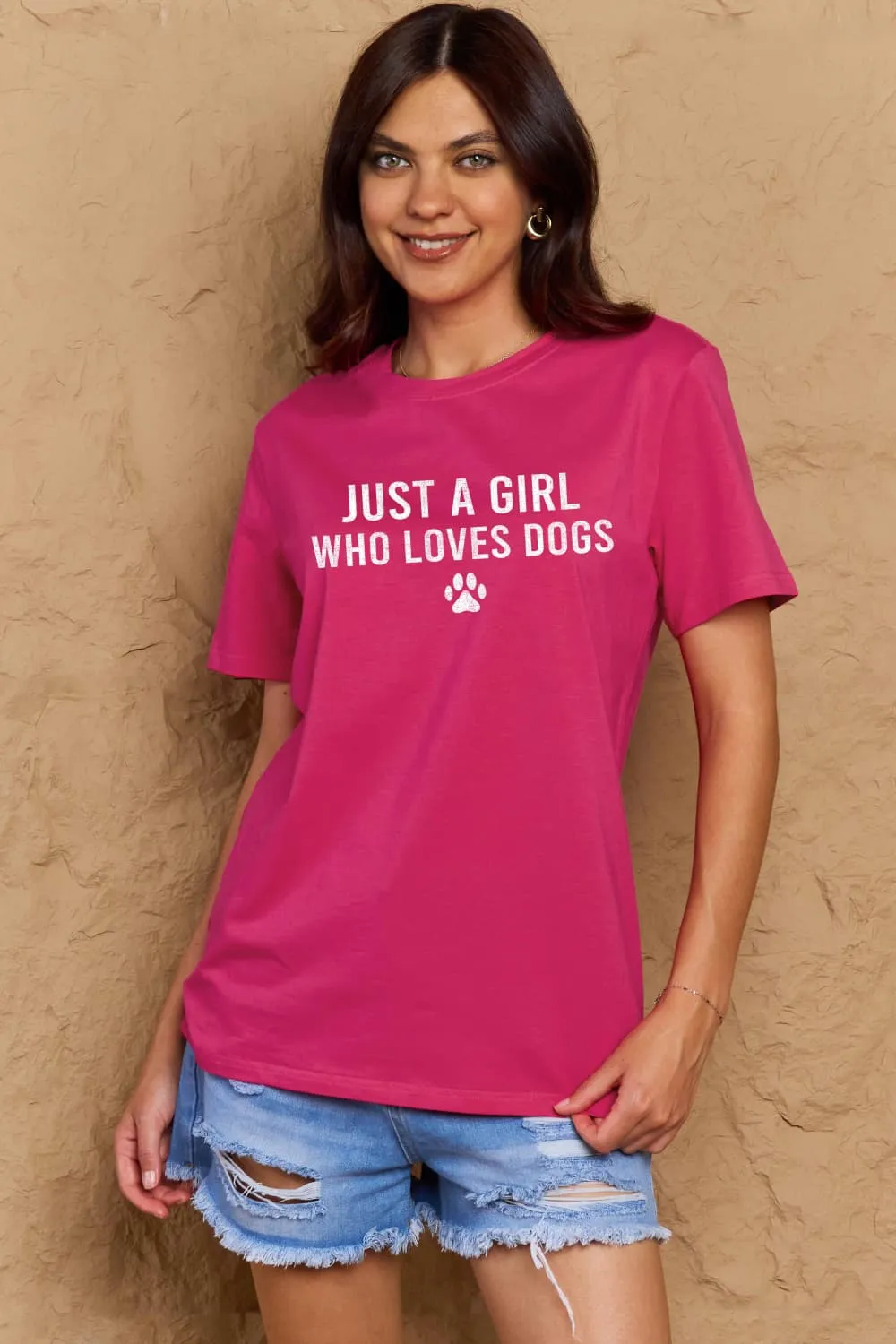 Simply Love Brand-Just a Girl Who Loves Dogs Cotton Tee (5 Colors)