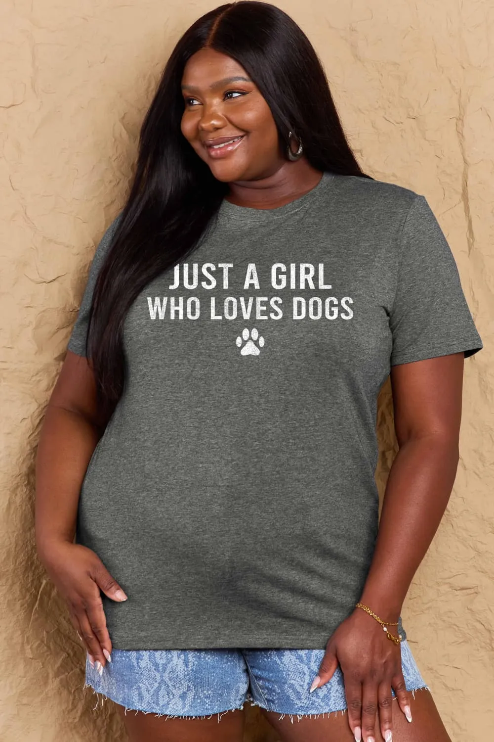 Simply Love Brand-Just a Girl Who Loves Dogs Cotton Tee (5 Colors)