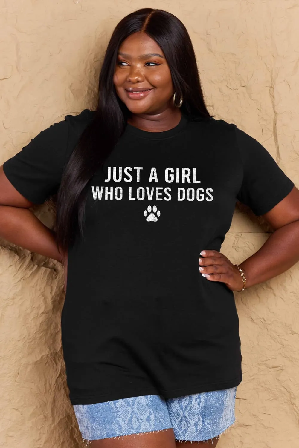 Simply Love Brand-Just a Girl Who Loves Dogs Cotton Tee (5 Colors)