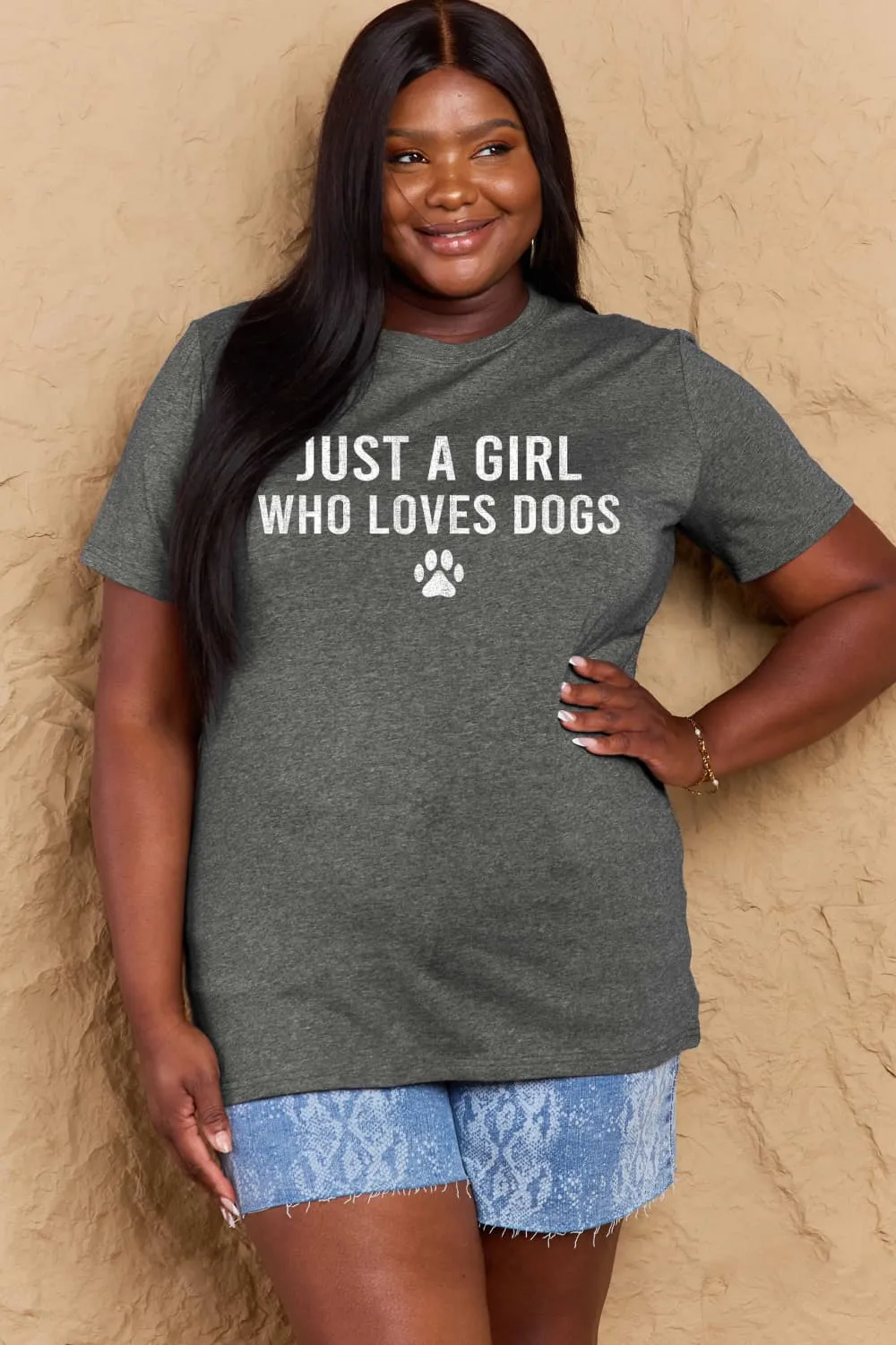 Simply Love Brand-Just a Girl Who Loves Dogs Cotton Tee (5 Colors)