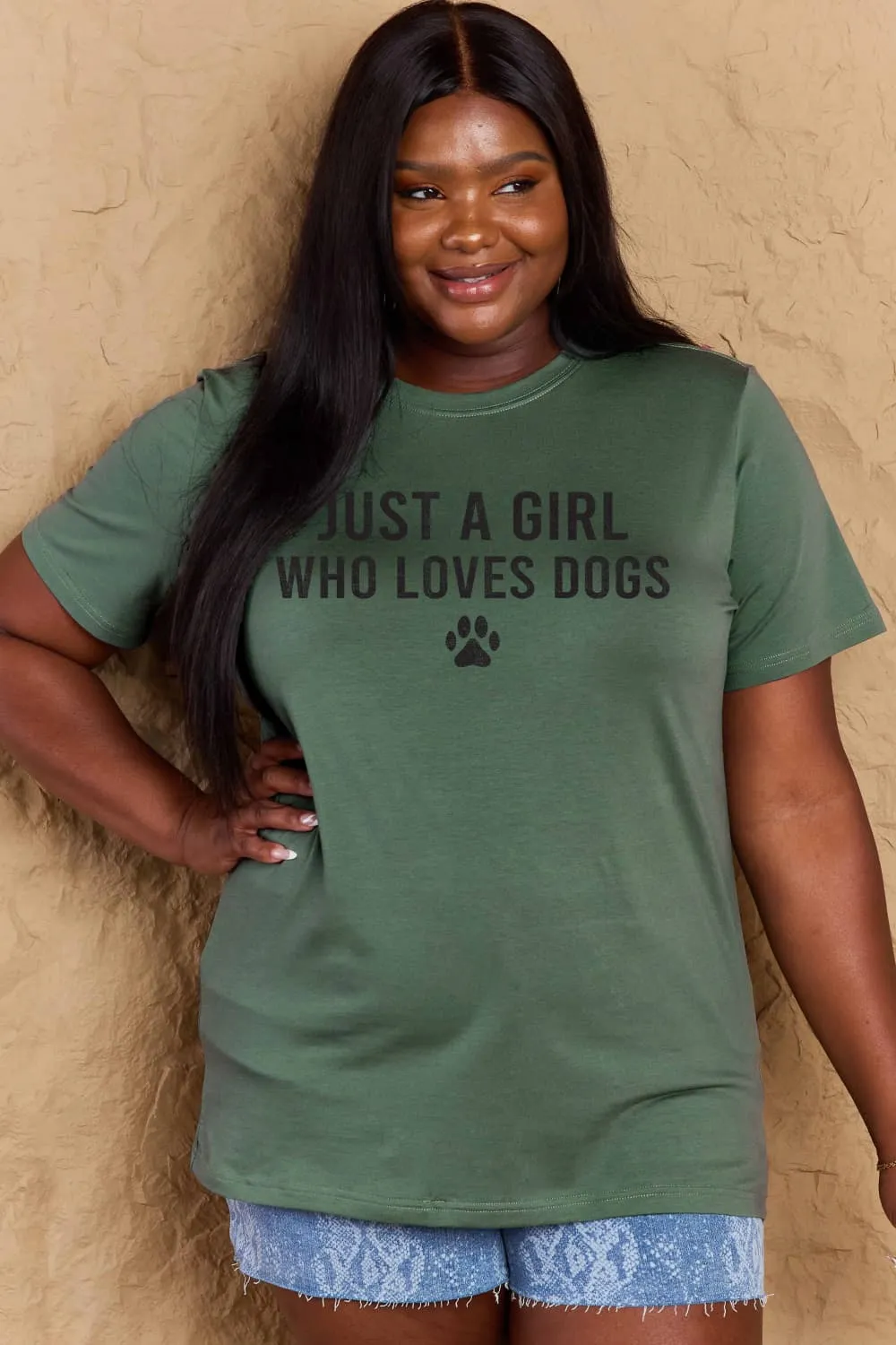 Simply Love Brand-Just a Girl Who Loves Dogs Cotton Tee (5 Colors)