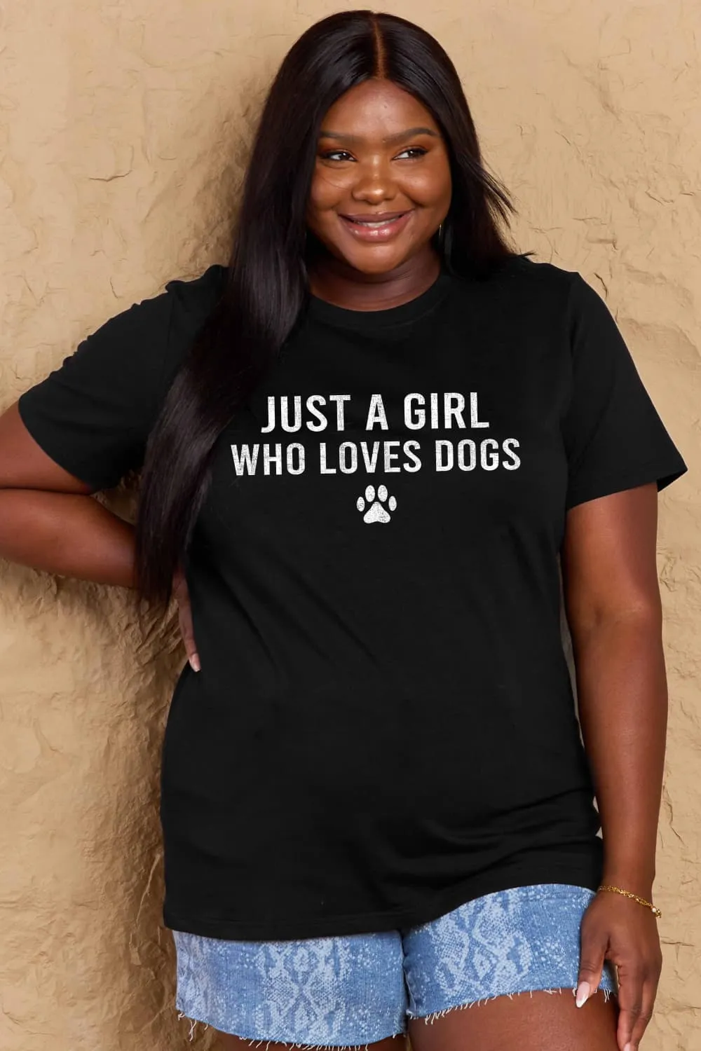 Simply Love Brand-Just a Girl Who Loves Dogs Cotton Tee (5 Colors)