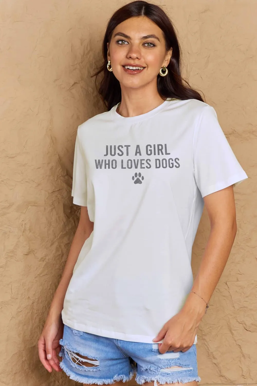 Simply Love Brand-Just a Girl Who Loves Dogs Cotton Tee (5 Colors)