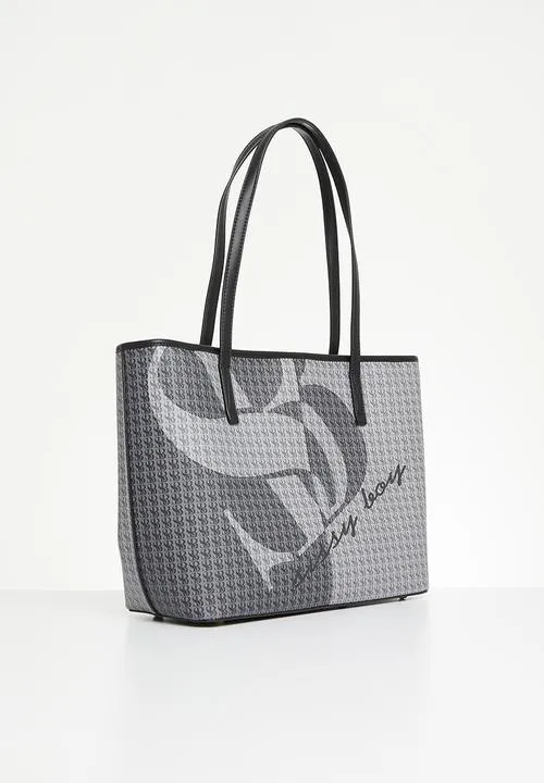 Sissyboy Ladies Printed Shopper Black And Grey Bag