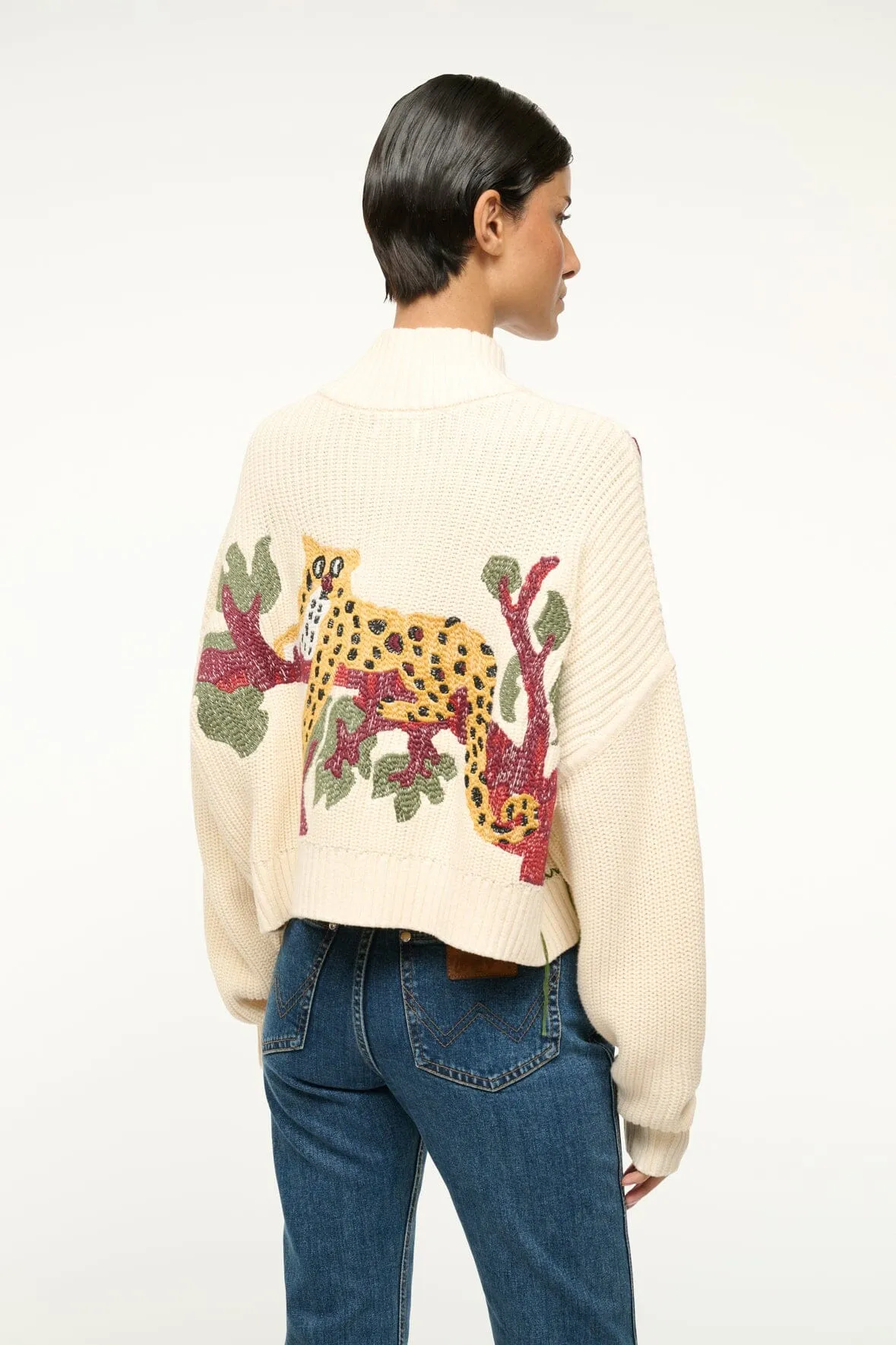 STAUD - Cropped Hampton Sweater - Jungle Leopard