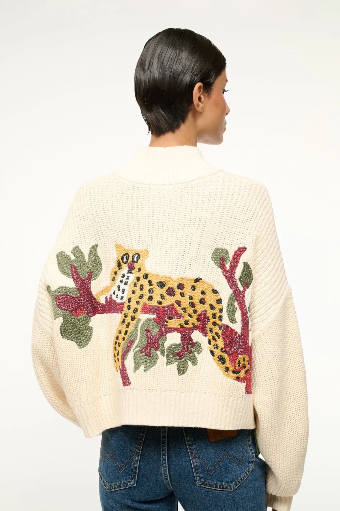 STAUD - Cropped Hampton Sweater - Jungle Leopard