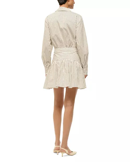 STAUD - Rocco Mini Dress -Ivory/Dark Oak Micro Stripe