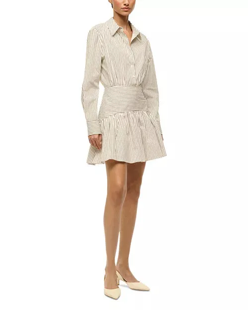 STAUD - Rocco Mini Dress -Ivory/Dark Oak Micro Stripe