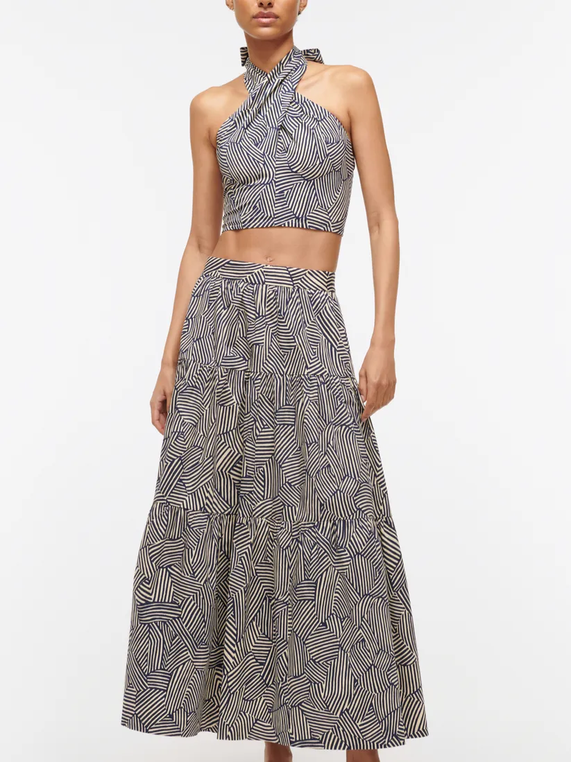 STAUD - Sea Skirt - Navy Mosaic