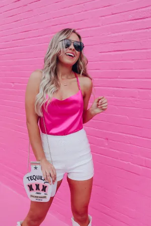 Stellar Satin Bodysuit - Pink