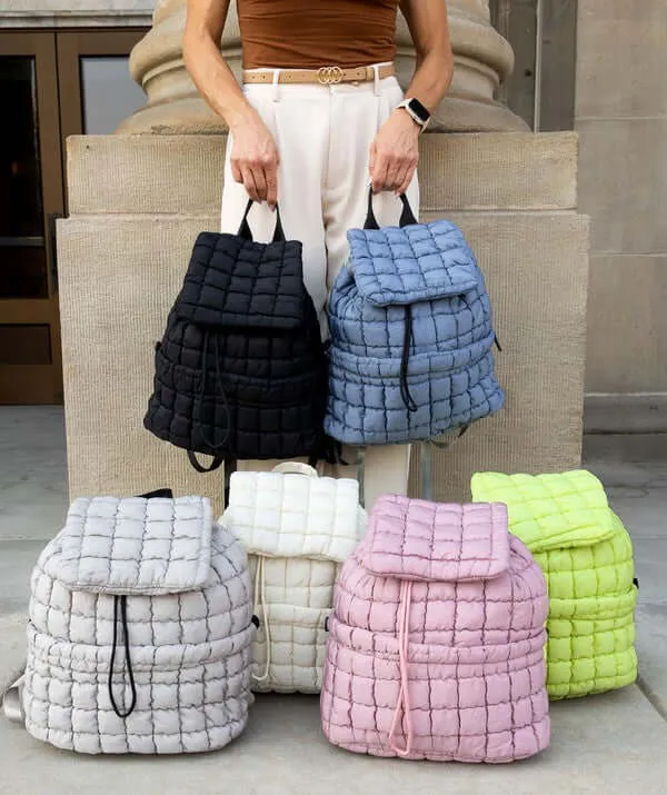 Stevie Quilted Puffer Backpack Available in Six Colors