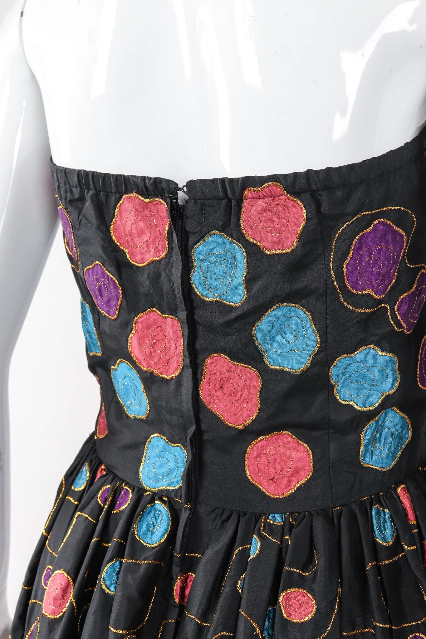 Strapless Abstract Applique Gown