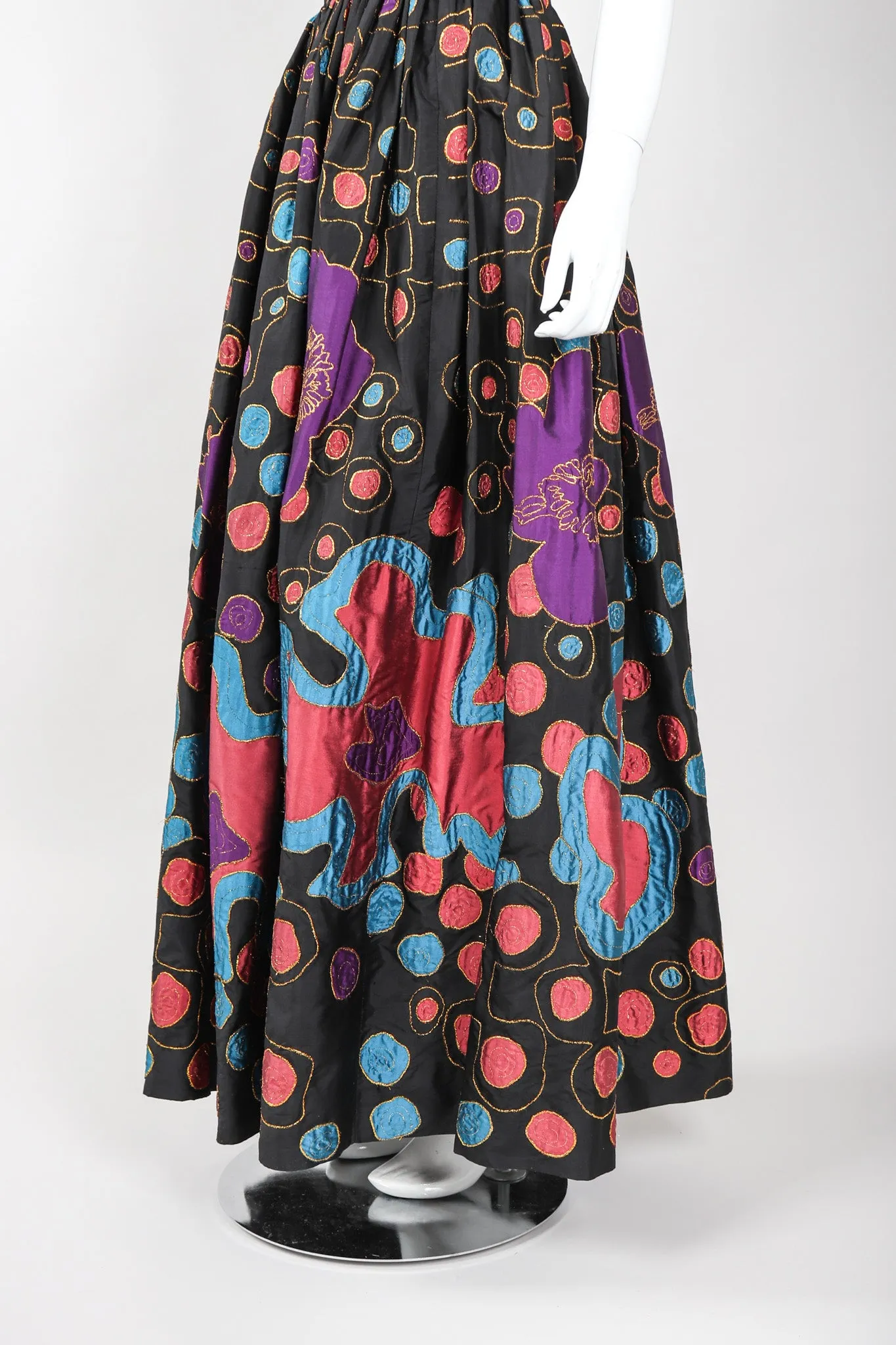 Strapless Abstract Applique Gown