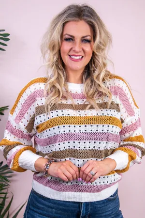 Style Attire Ivory/Multi Color Striped Top - T9225IV