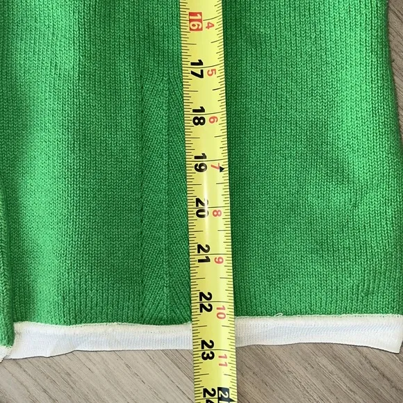Susan Bristol Green/White Cardigan Sweater -Medium