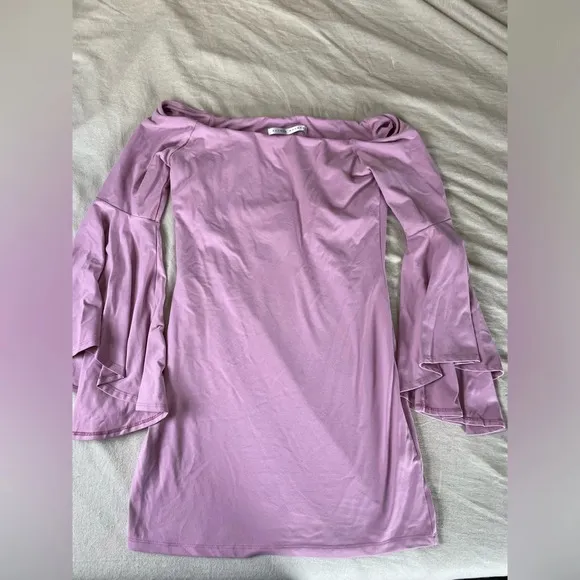 Susana Monaco Pink Off Shoulder Bell Sleeves Mini‎ Dress