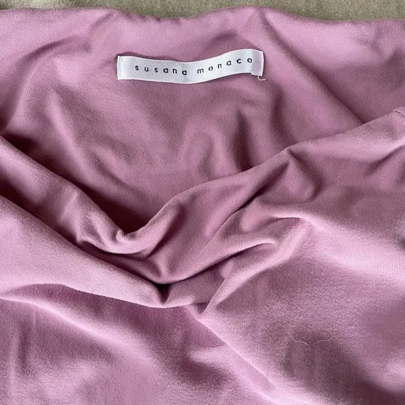 Susana Monaco Pink Off Shoulder Bell Sleeves Mini‎ Dress