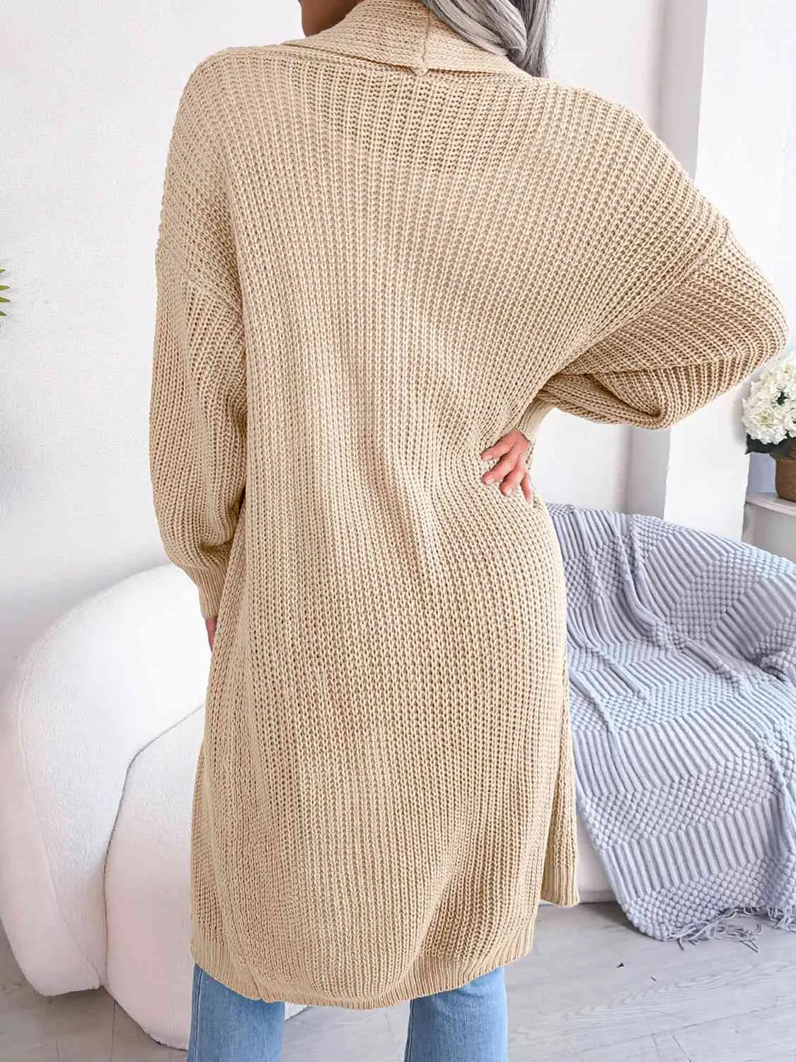 Tandri Open Front Dropped Shoulder Longline Cardigan