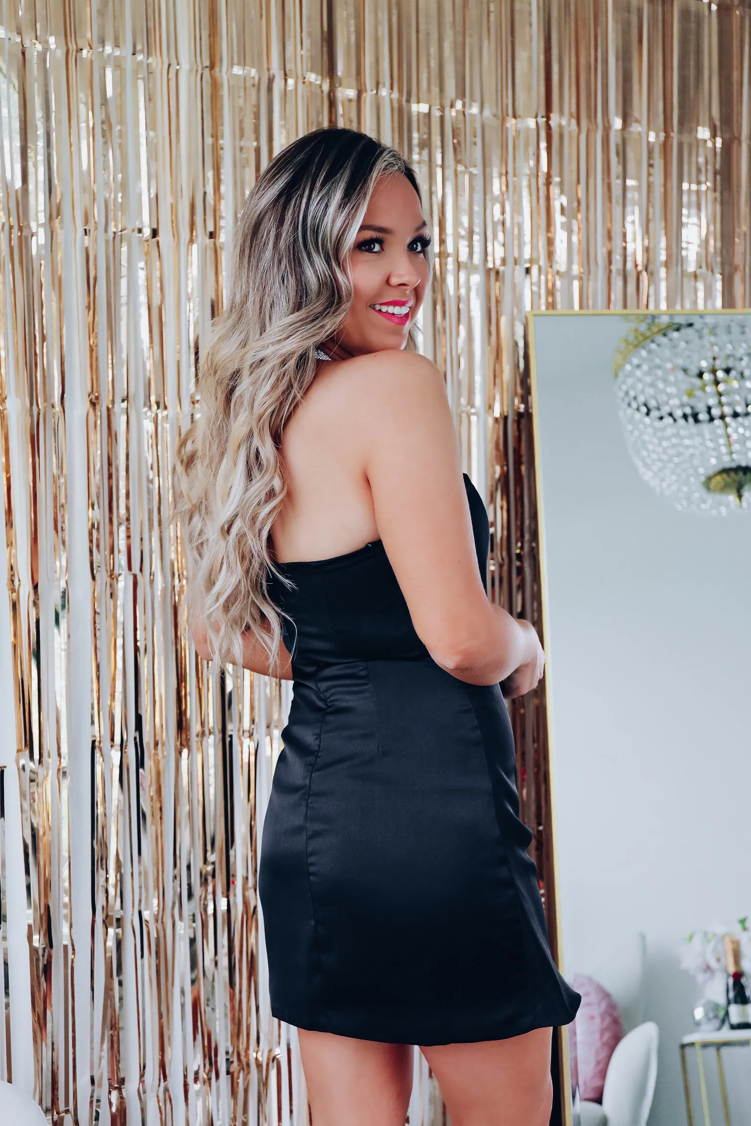Temptation Pleated Mini Dress - Black
