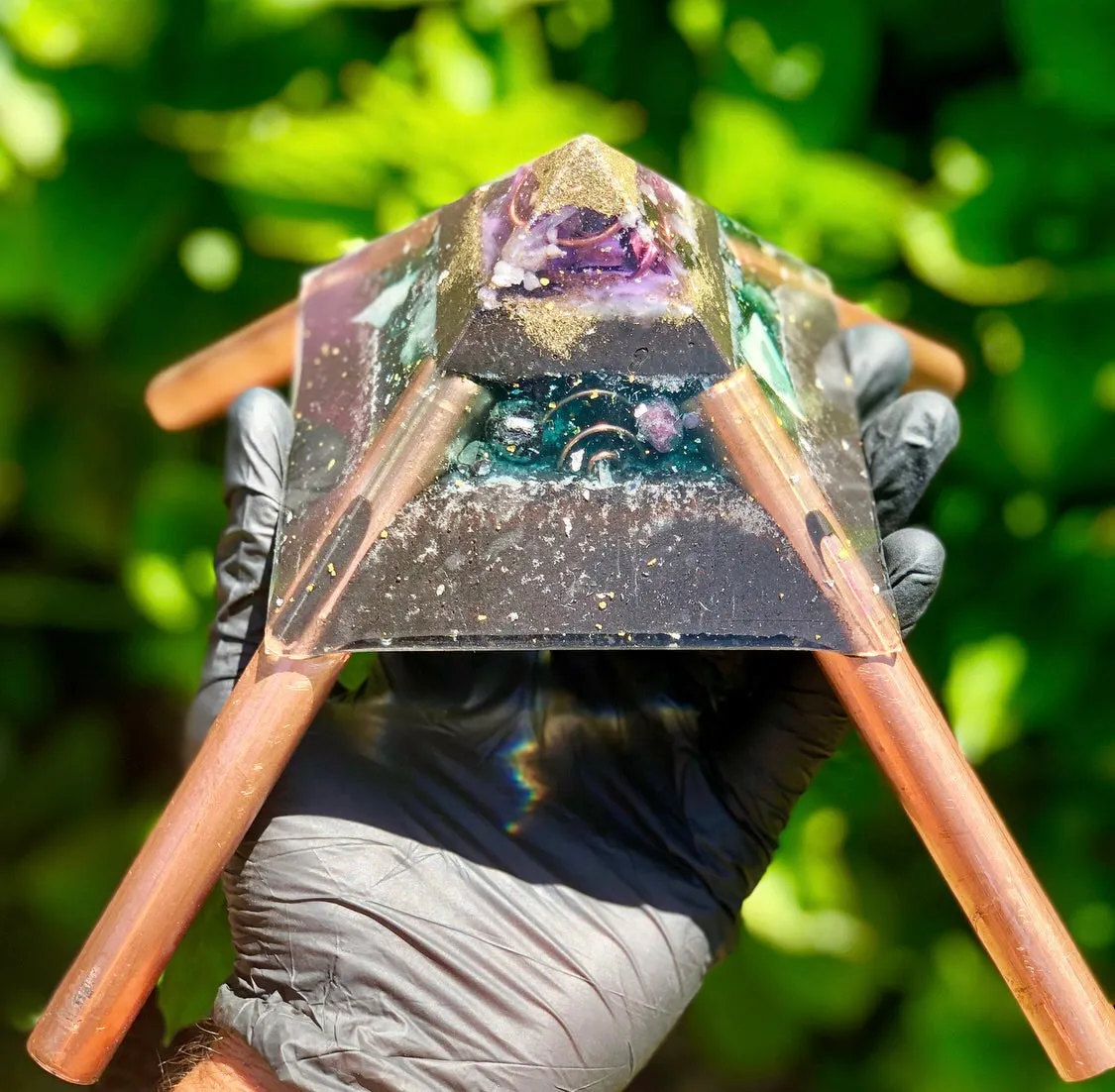 The "Medium Giza Mini-Chembuster" - 4.75x4.75" base with copper Earth Pipes- home orgonization and sky-ionizer