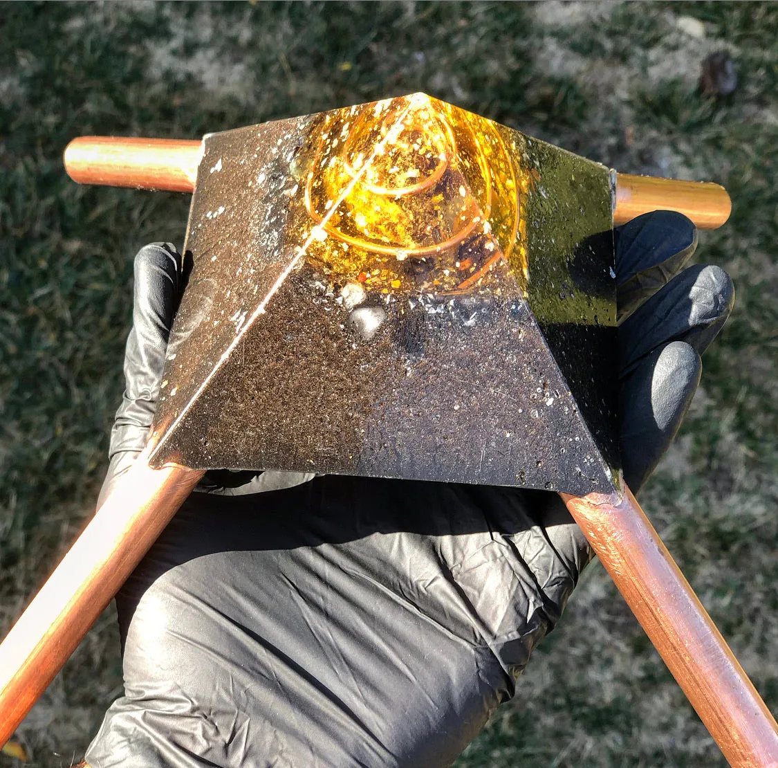 The "Medium Giza Mini-Chembuster" - 4.75x4.75" base with copper Earth Pipes- home orgonization and sky-ionizer