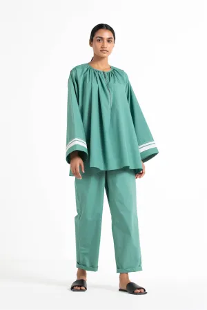 THREE   -   Wide Sleeve Gather Neck Top