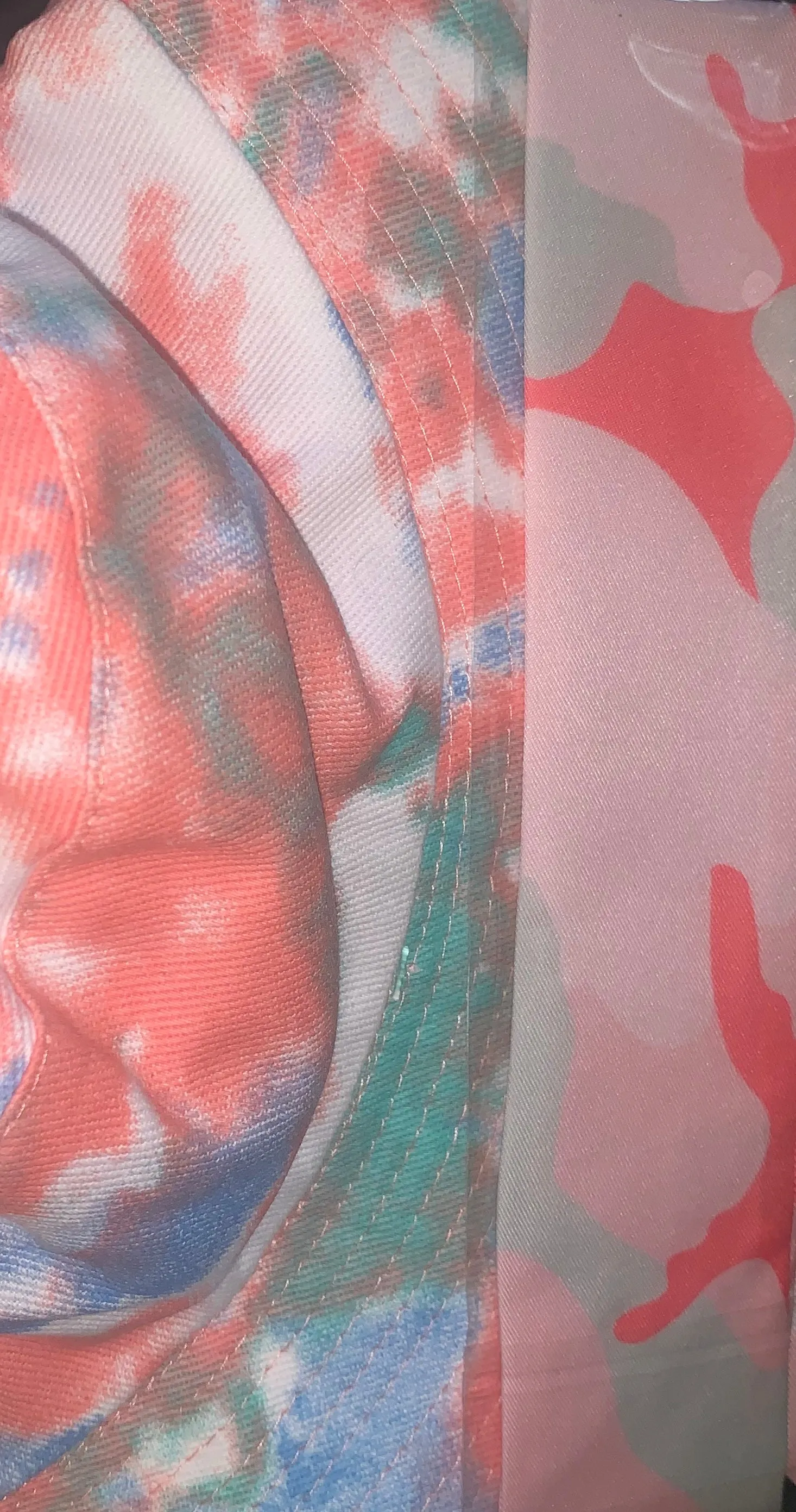 Tie Dye Bucket Hat - Peach/Blue - 100% Cotton