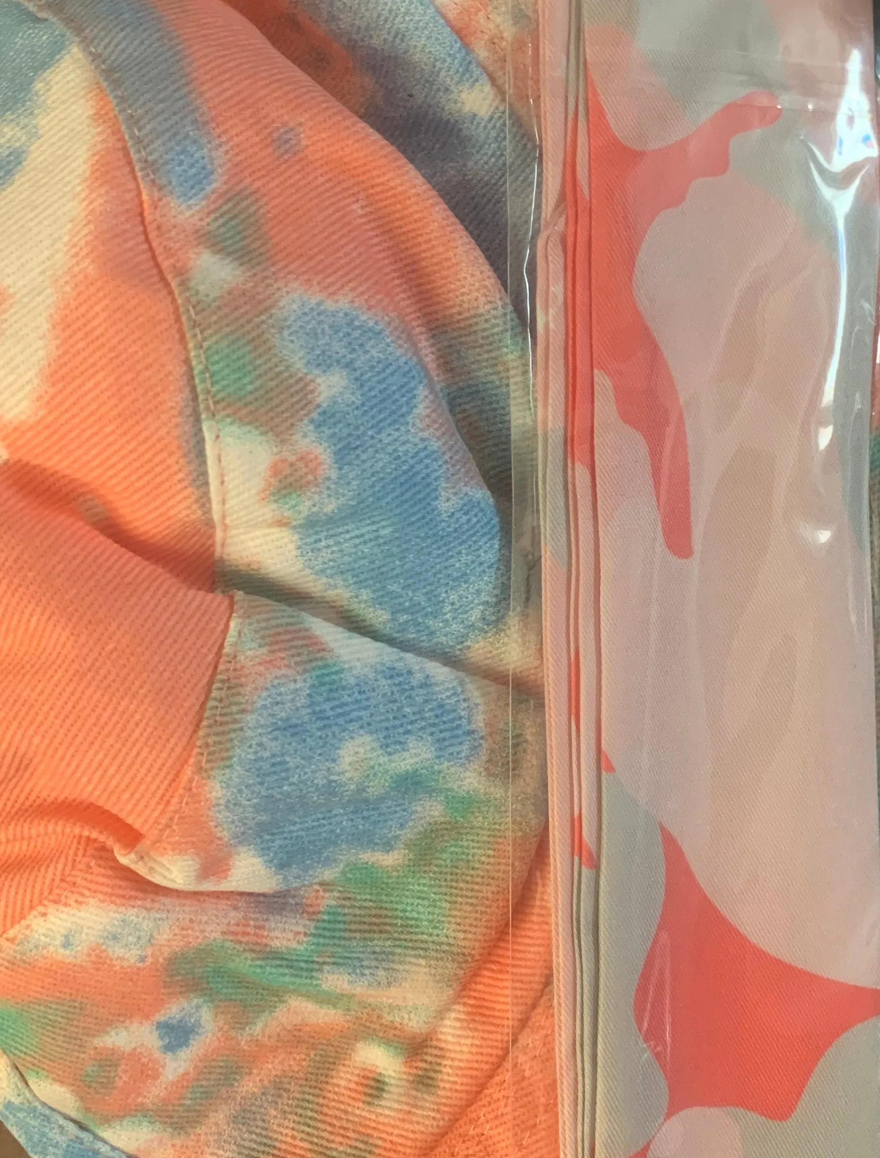 Tie Dye Bucket Hat - Peach/Blue - 100% Cotton