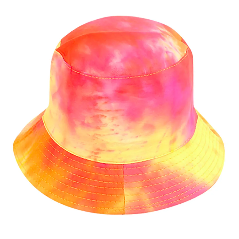 Tie Dye Bucket Hat - Pink/Yellow - 100% Cotton