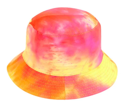 Tie Dye Bucket Hat - Pink/Yellow - 100% Cotton