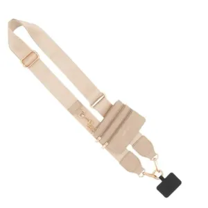 Touch Screen Purse -CLIP & GO PHONE LANYARD-CAMEL WITH GOLD